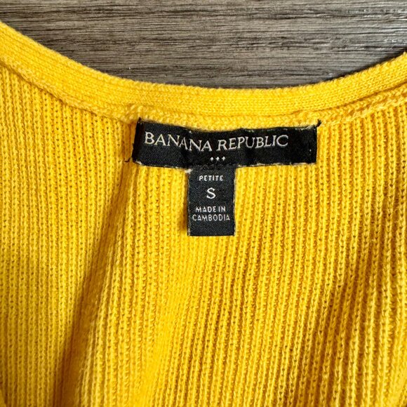 Banana Republic Wrap Front Ribbed Knit Tank Top Yellow Small Petite 100% Cotton - Picture 2 of 9